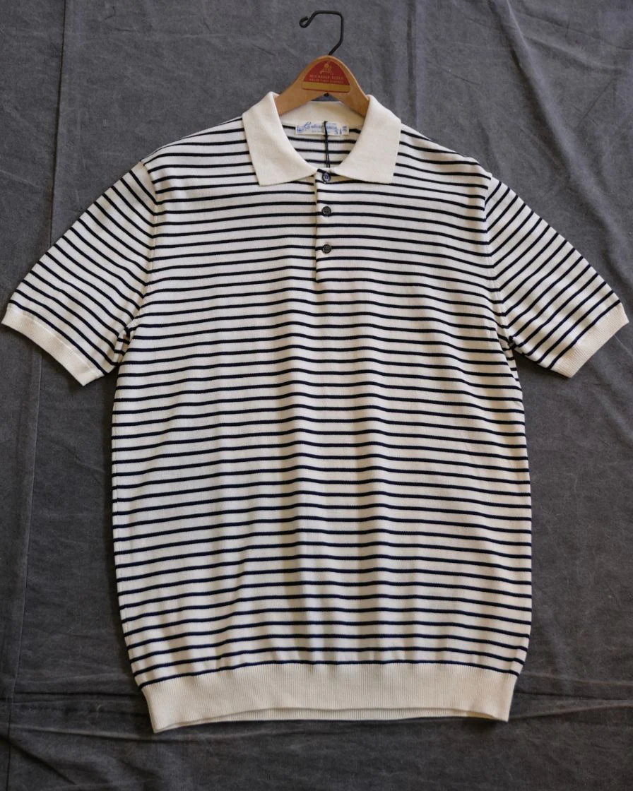 Stripped Piqué Polo Shirt Combed Cotton - Image 4