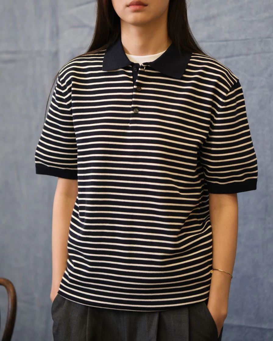 Stripped Piqué Polo Shirt Combed Cotton - Image 6