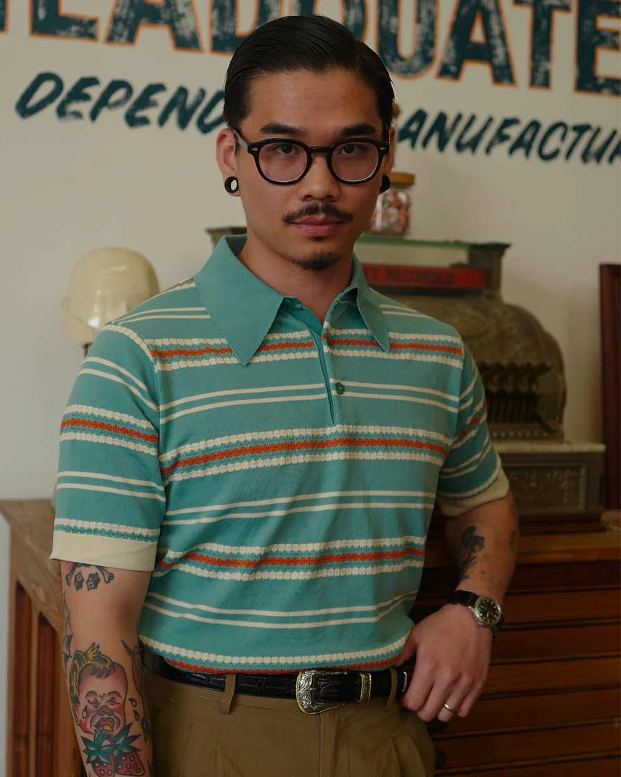 Stripped Spear Collar Polo Shirt - Image 3
