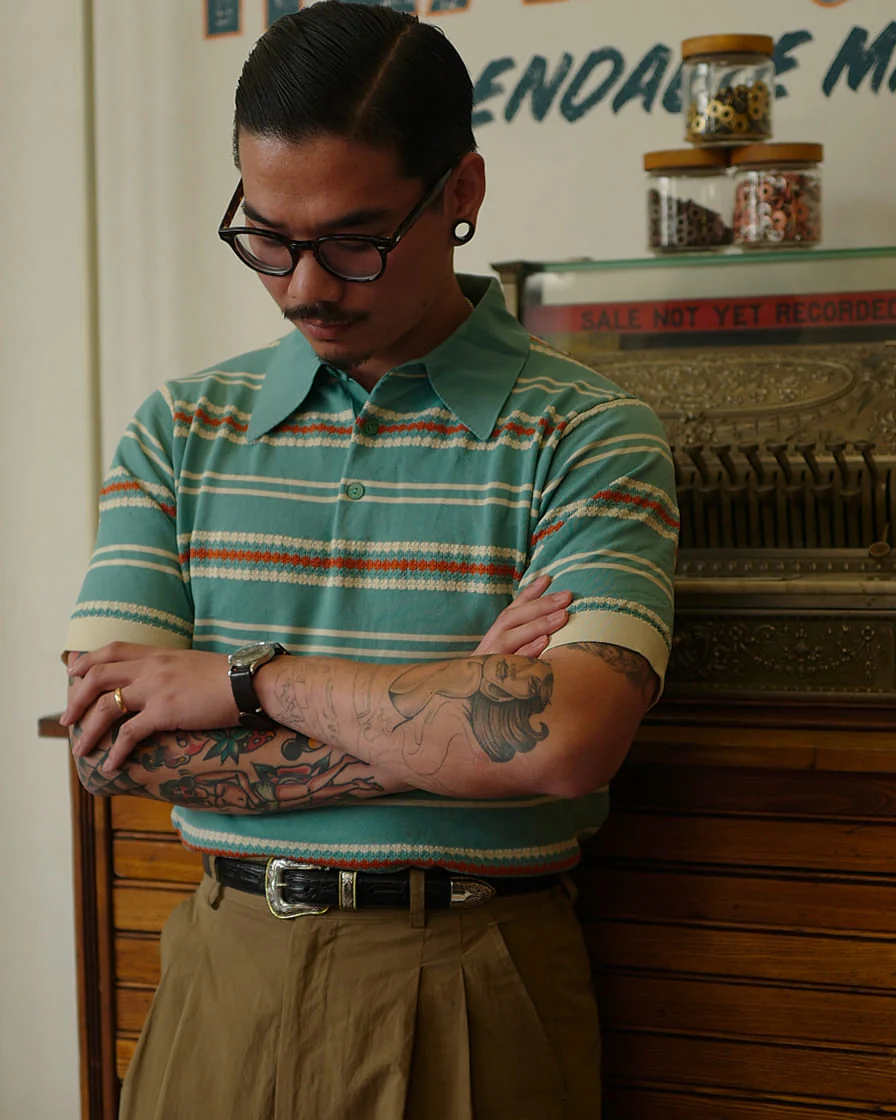 Stripped Spear Collar Polo Shirt - Image 4
