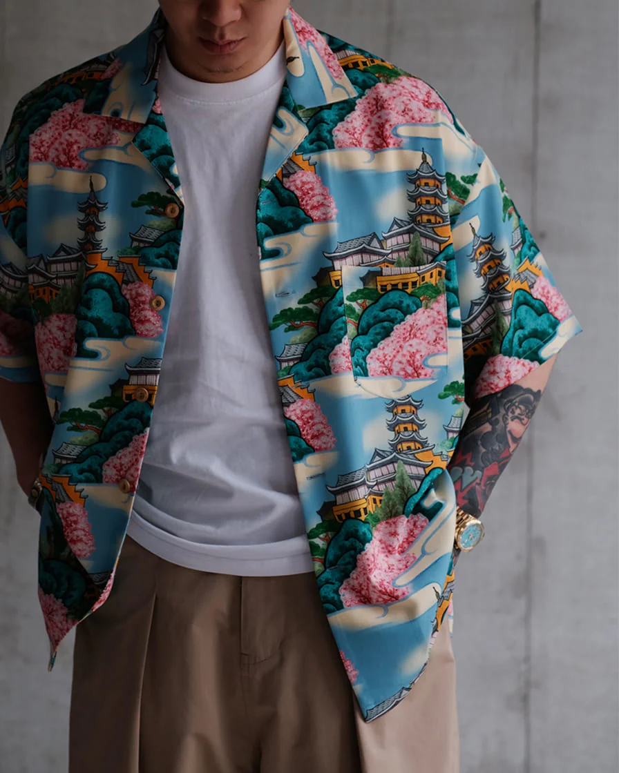 Temple Painting Printed Aloha Shirt - Image 5