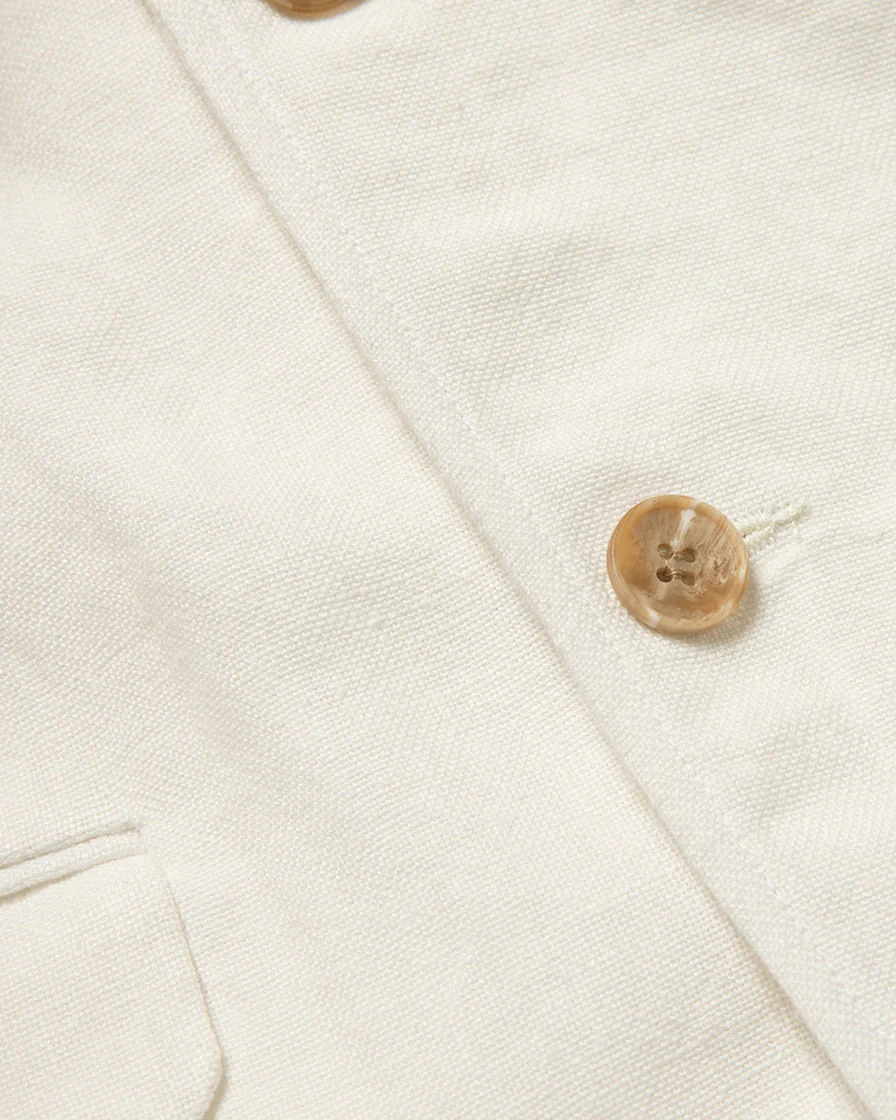 Three Button Cotton Linen Blazer - Image 4