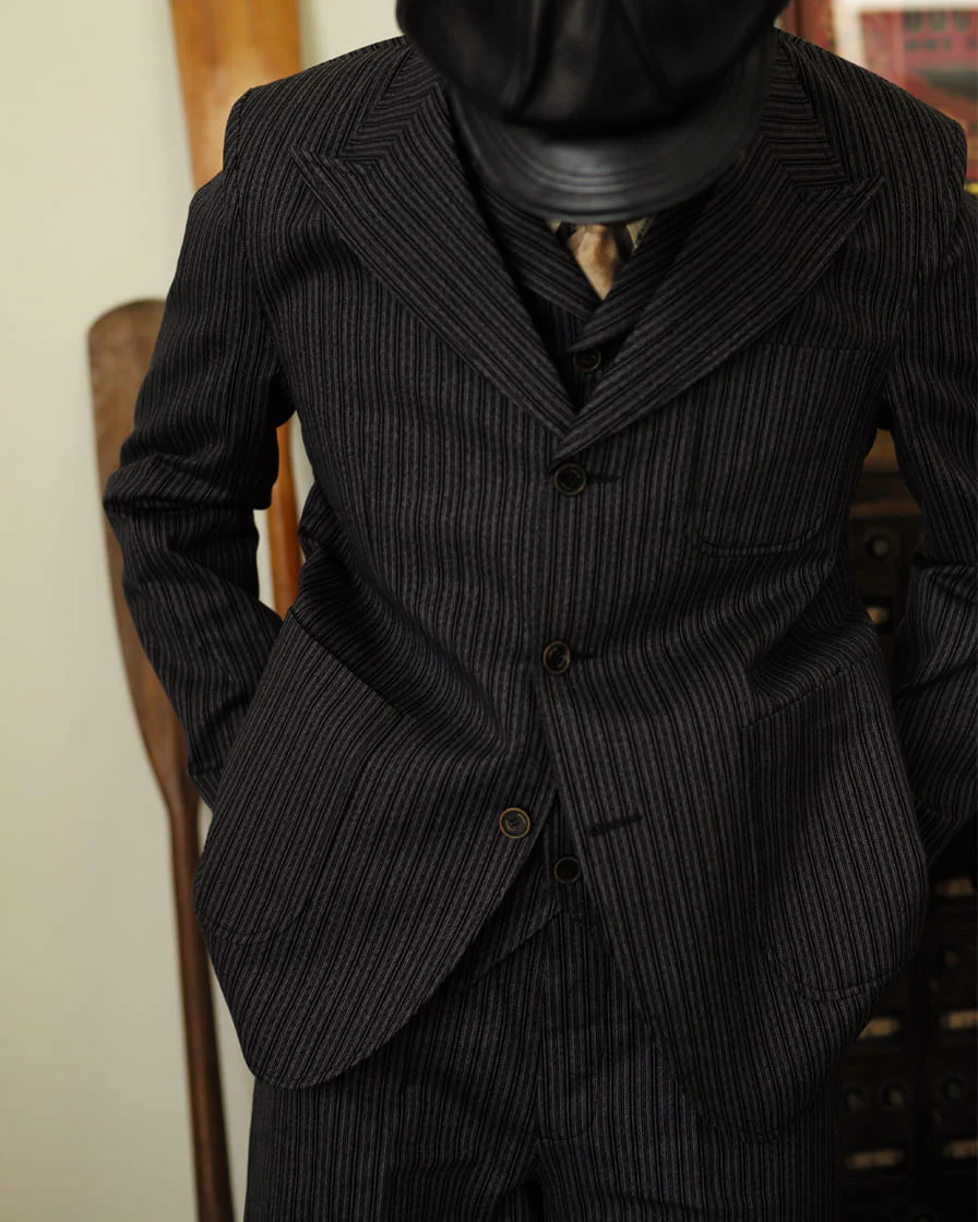 Twist Twill Peaked Lapel Suit Jacket Black - Image 3