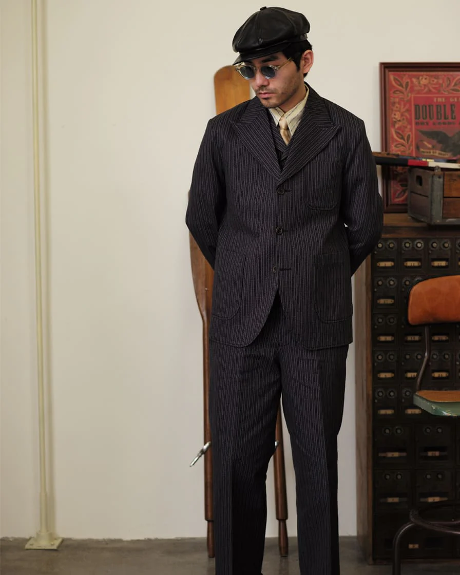 Twist Twill Peaked Lapel Suit Jacket Black - Image 5