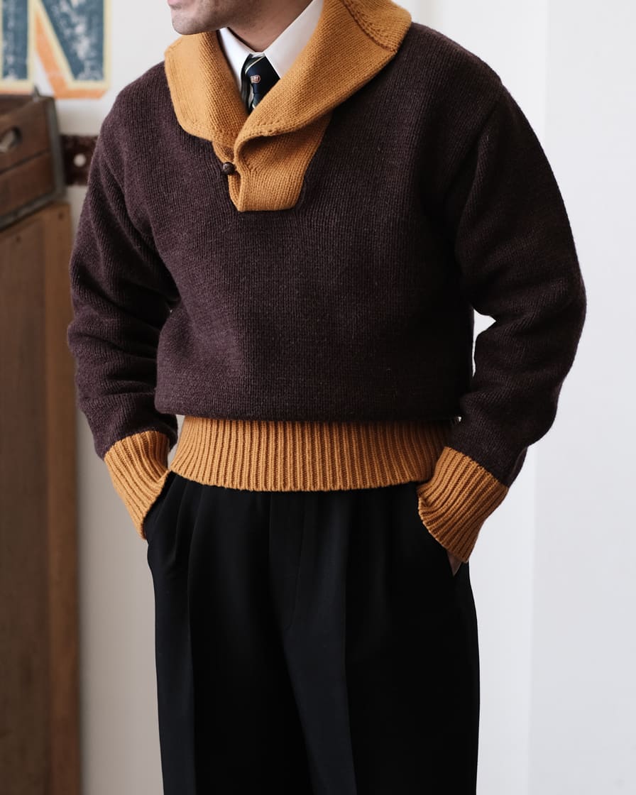 Two-tone Shawl Collar Jumper - Image 2