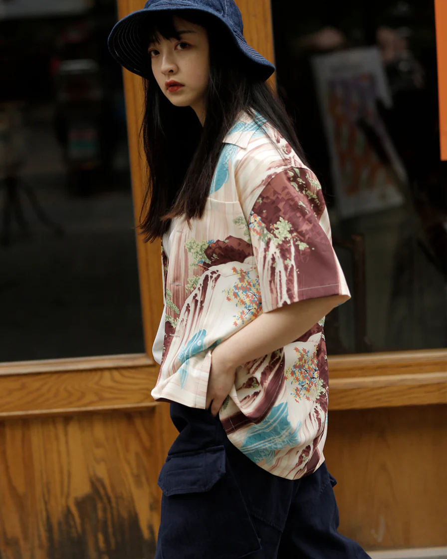 Ukiyo-e_Koi Fish Waterfall Aloha Shirt - Image 6