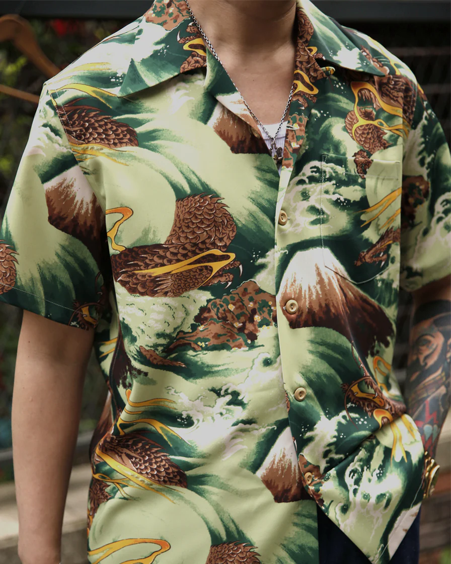 Ukiyo-e Mountain Falcon Aloha Shirt - Image 3