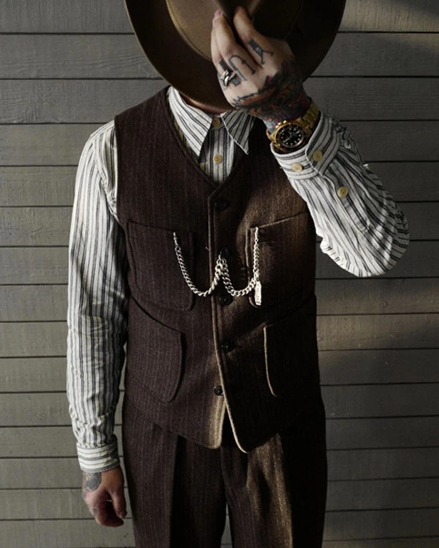Ambassador Three-Pieces-Suit Waistcoat-Brown - Image 5