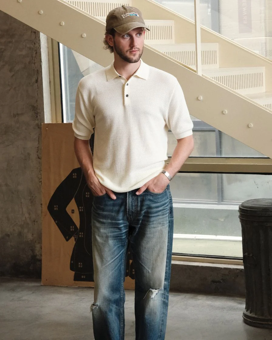Waffle Pattern Polo Shirt - Image 5