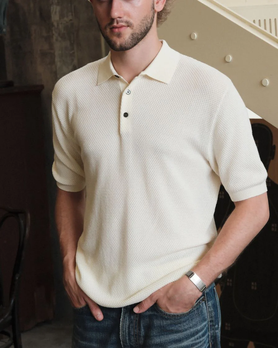 Waffle Pattern Polo Shirt - Image 6