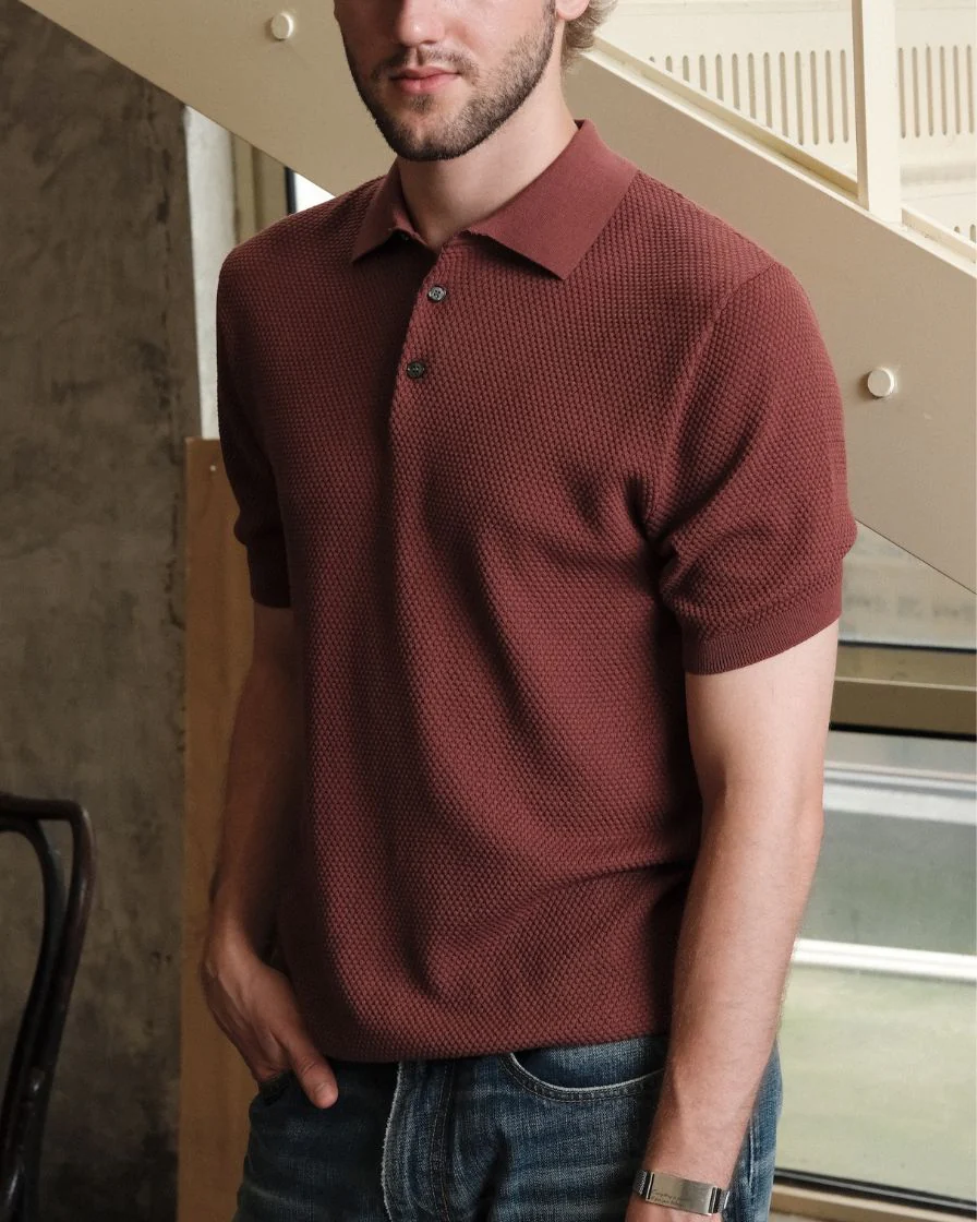 Waffle Pattern Polo Shirt - Image 9