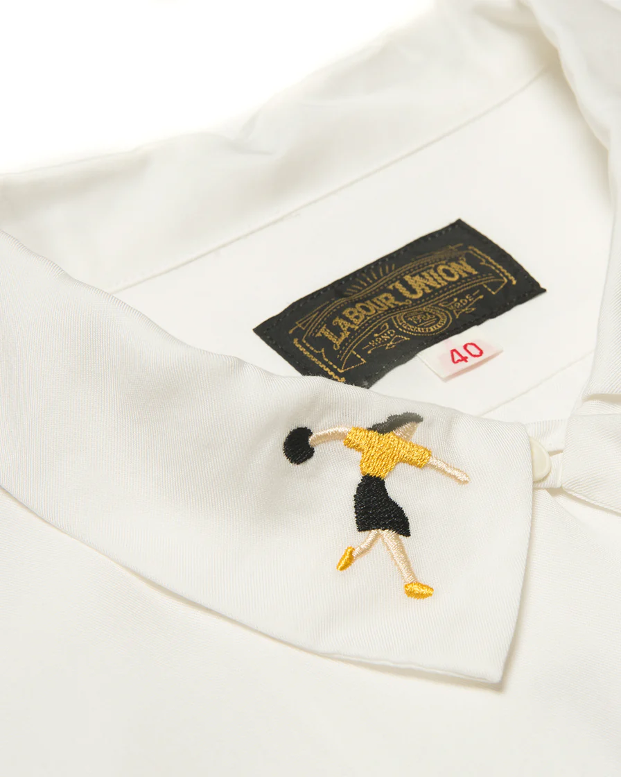 'What, Me worry" Bowling Shirt-White - Image 5