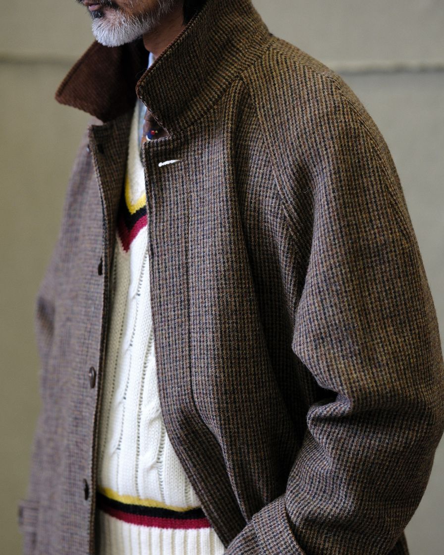 Wool Houndstooth Balmacaan Coat - Image 3
