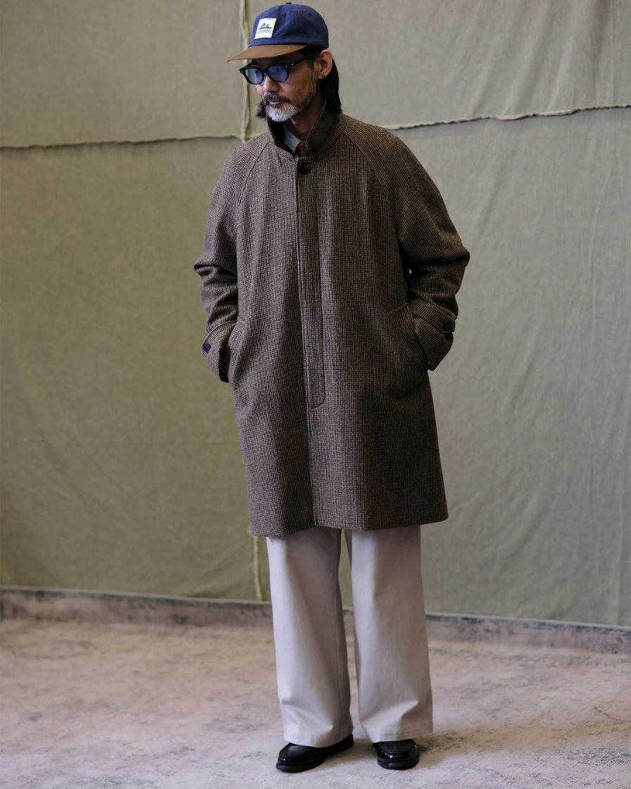 Wool Houndstooth Balmacaan Coat - Image 4