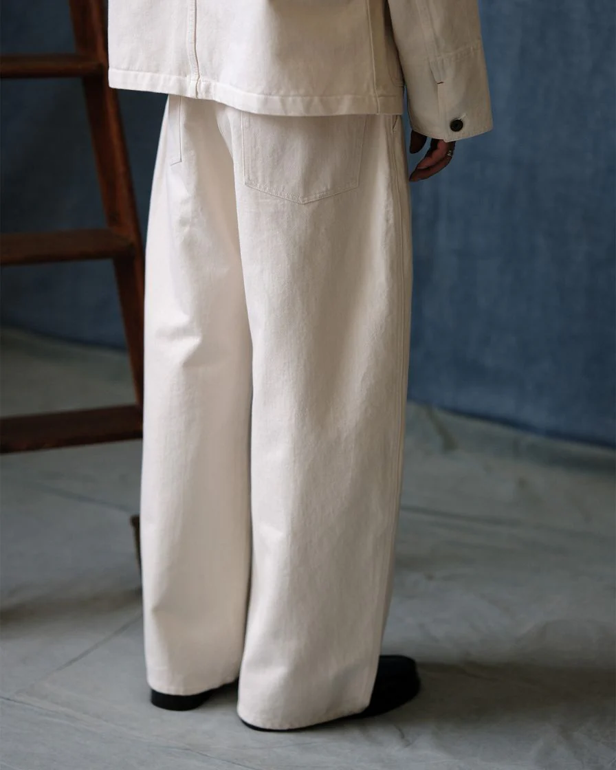 Pleated Workwear Pants Slub Cotton - 'Work Blues' - Image 11