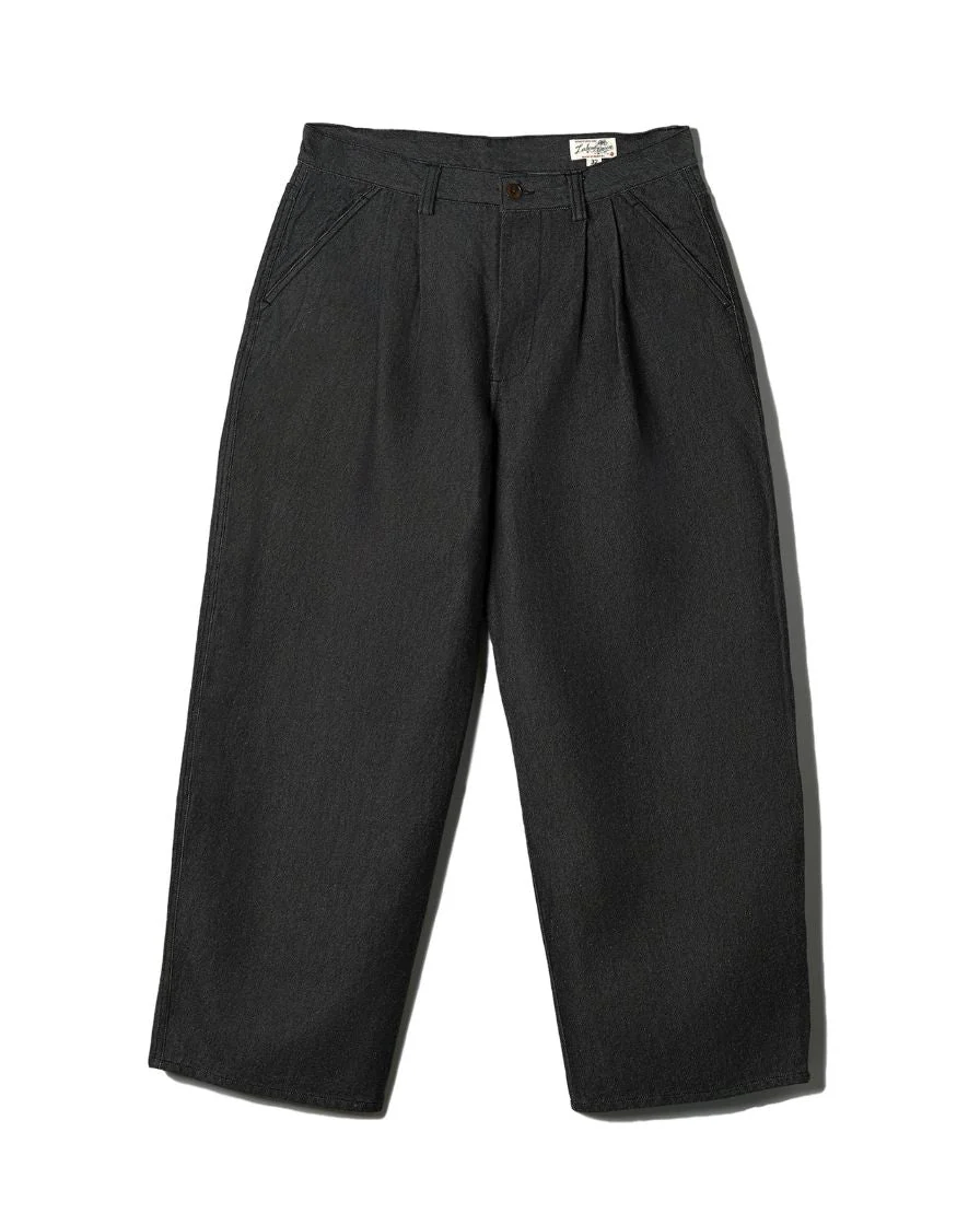 Pleated Workwear Pants Slub Cotton - 'Work Blues' - Image 5