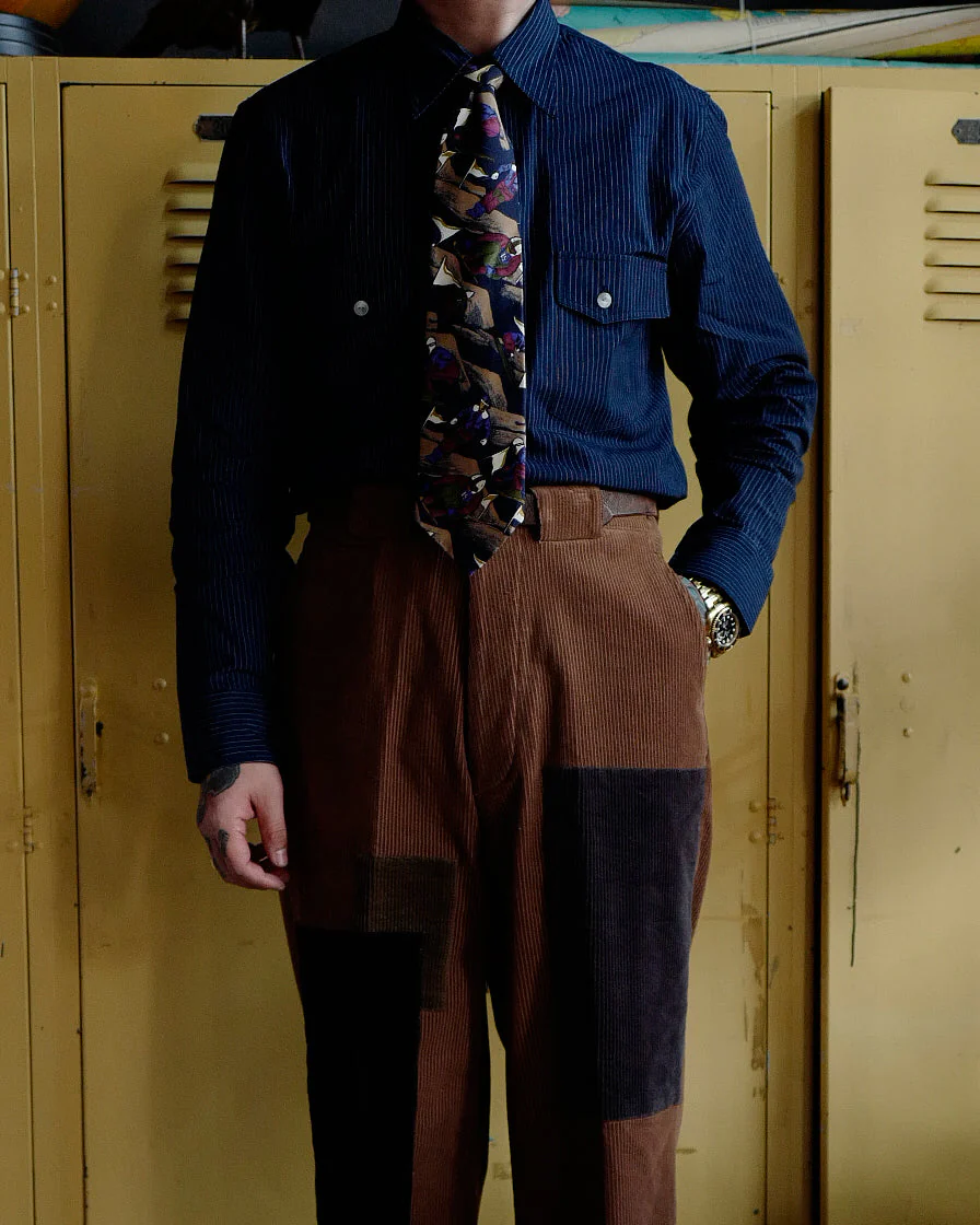 Workwear Striped Shirt-Navy - Image 3