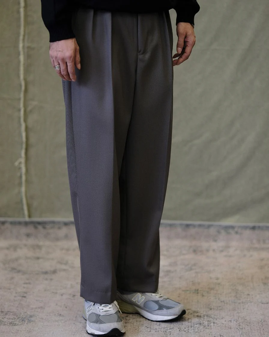 worsted wool blend pleated trousers - Image 3