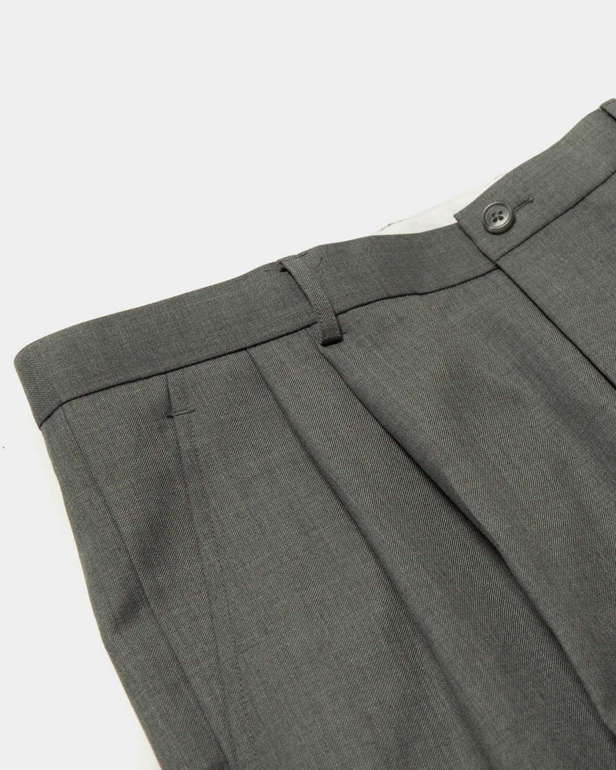 Worsted Wool Trousers-Grey - Image 5